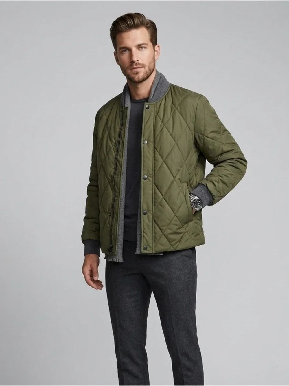 Banana Republic Olive Quilted Lightweight Jacket
